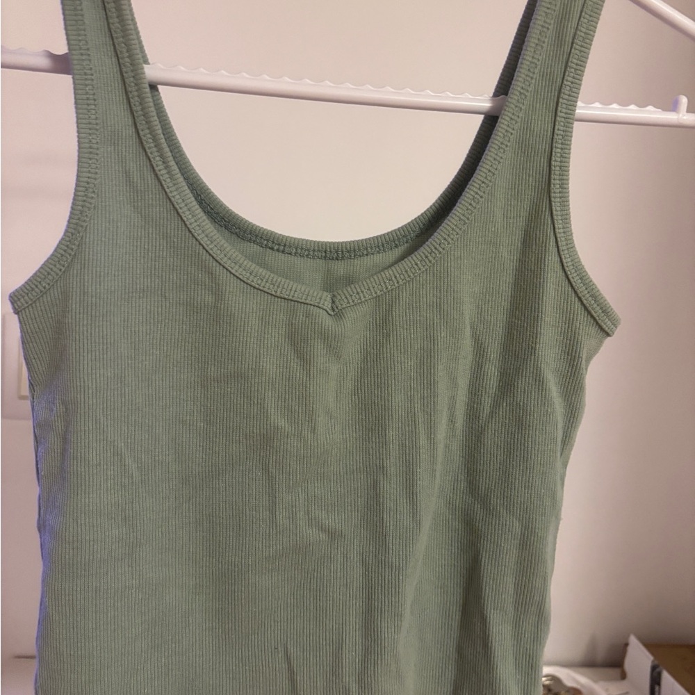 Holister Sage Green Ribbed Tank Top